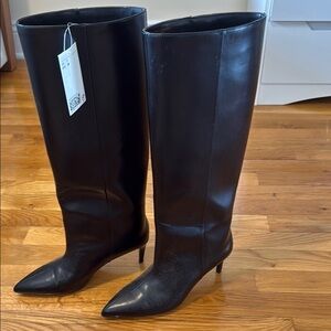 H&M Black Heeled Knee-High Boots